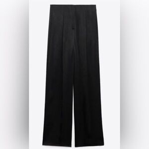 Zara Women’s Satin Effect Black Wide-Leg Pants 2300
